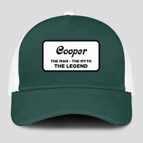 The Man The Myth The Legend Green And White Mesh Cap COOPER 13K1 C198PF