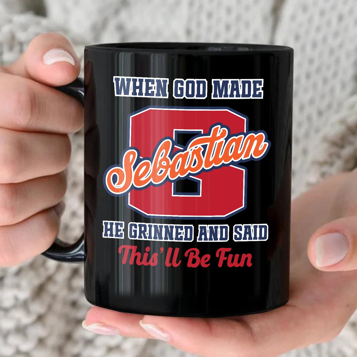 When God Made Your Name Personalized Baseball Mug SEBASTIAN 13K1 MG07