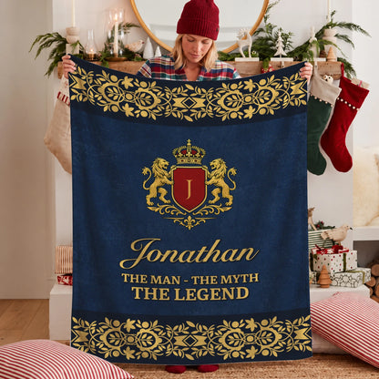 The Man The Myth The Legend Luxury Navy Fleece Blanket JONATHAN 13K1 BK35