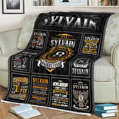 SYLVAIN Personalized Blanket | Custom Name Cozy Throw Gift 13K5-BK2
