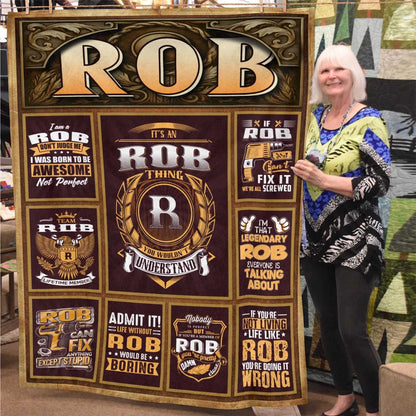ROB Personalized Blanket | Custom Name Cozy Throw Gift 13K1-BK4