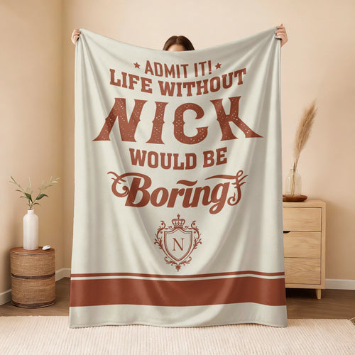 Life Without Your Name Would Be Boring Cream Terracotta Blanket NICK 13K1 BK24