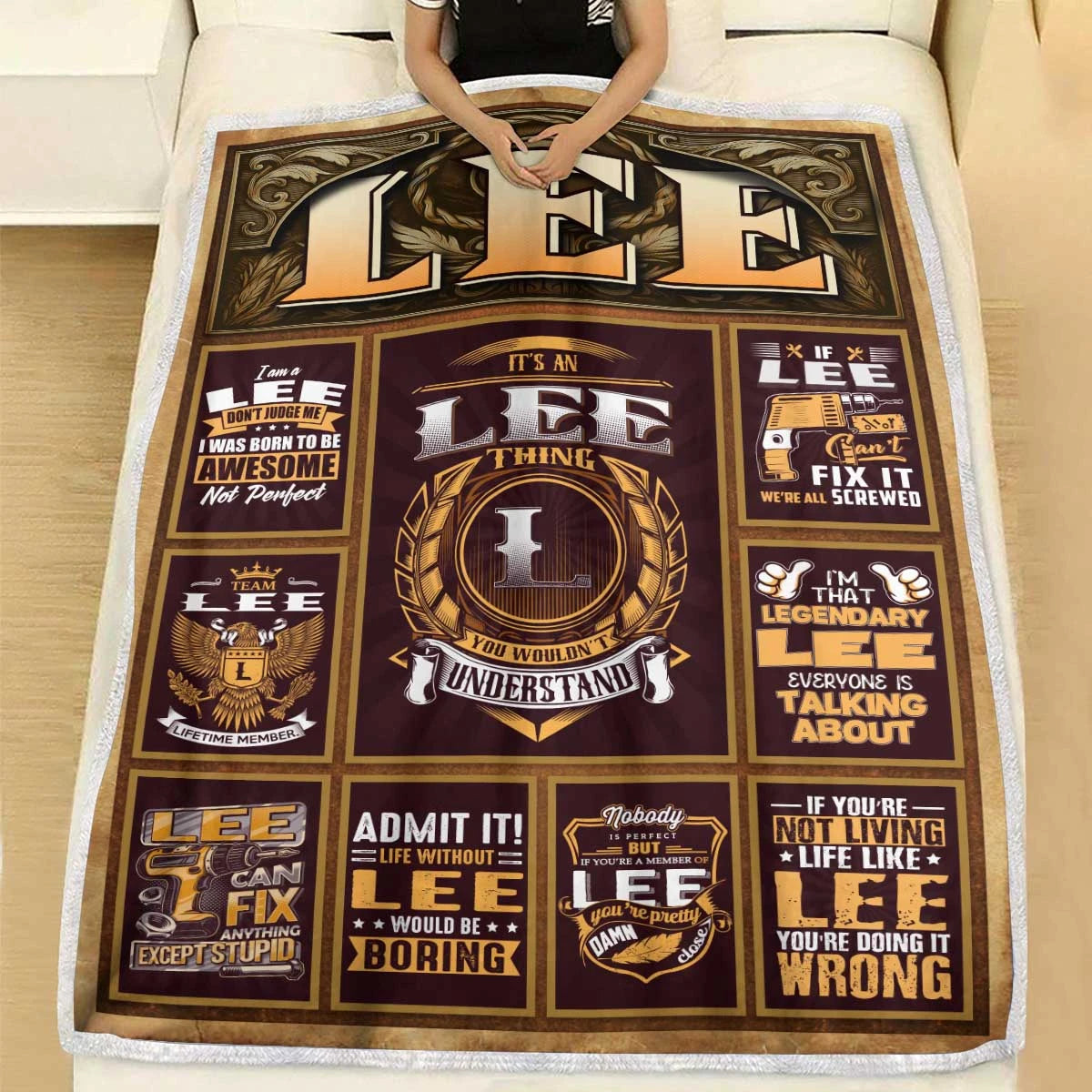 LEE Personalized Blanket | Custom Name Cozy Throw Gift 13K1-BK4