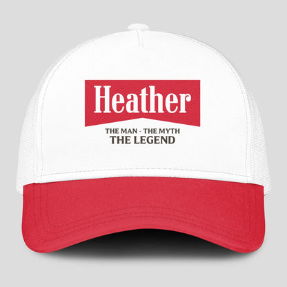 The Man The Myth The Legend Red And White Mesh Cap HEATHER 13K1 C197PF