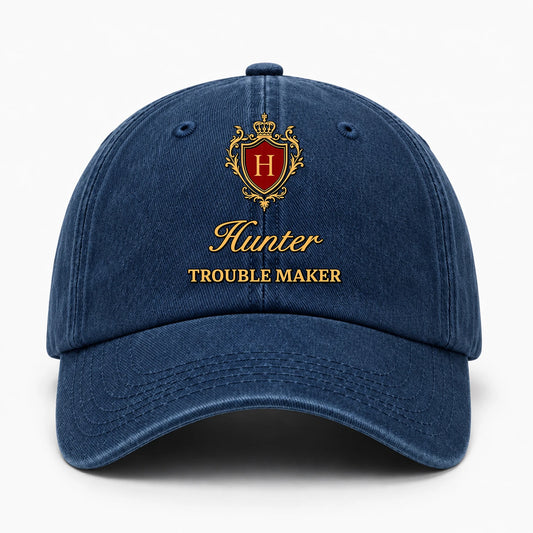 Your Name Trouble Maker Funny Blue Washed Cap HUNTER 13K1 C153PF