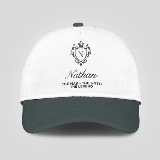 The Man The Myth The Legend Elegant Gray And White Cap NATHAN 13K1 C170PF