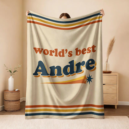 World's Best Your Name Retro Fleece Blanket ANDRE 13K1 BK64