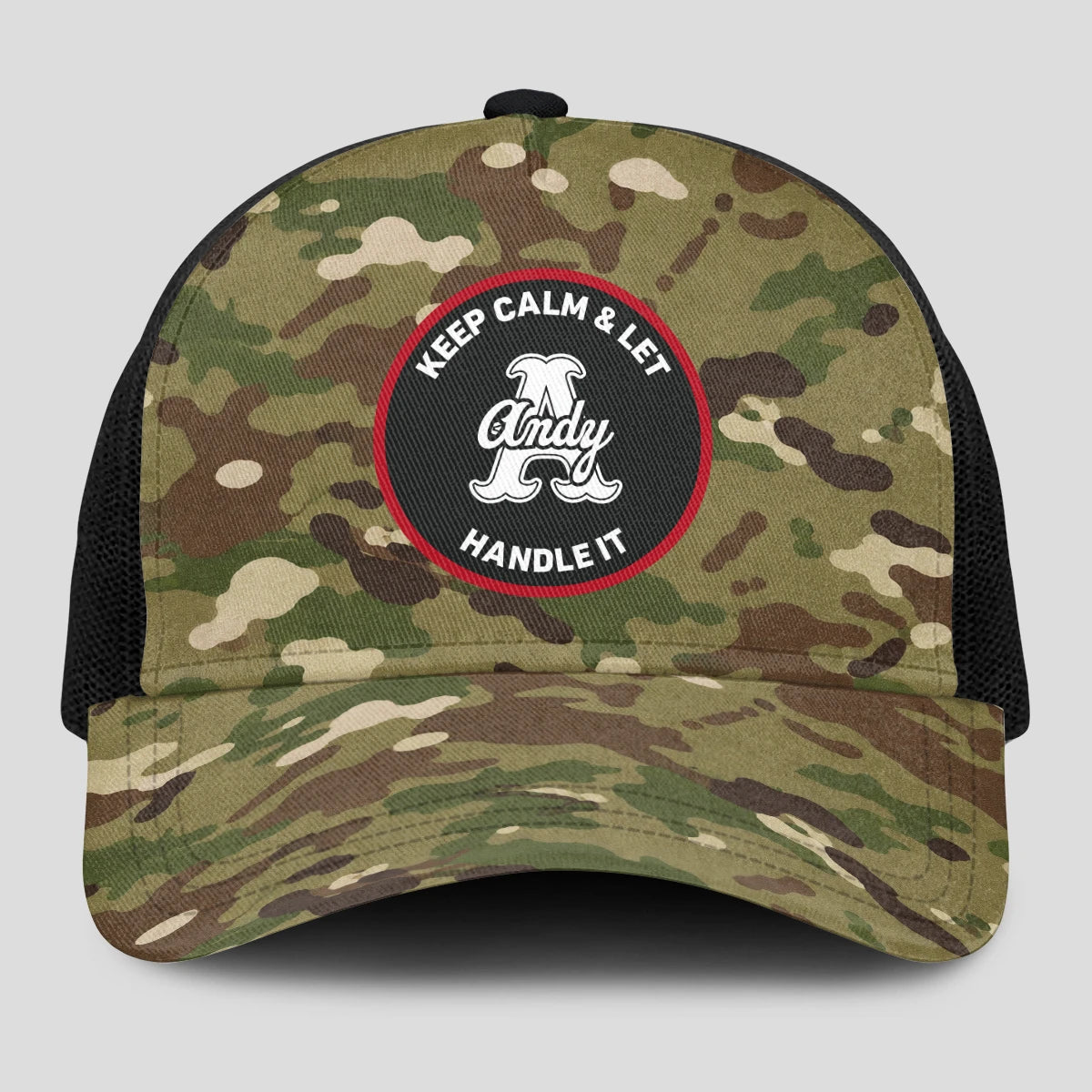 Keep Calm & Let Your Name Handle It Camo Mesh Cap ANDY 13K1 C209PF