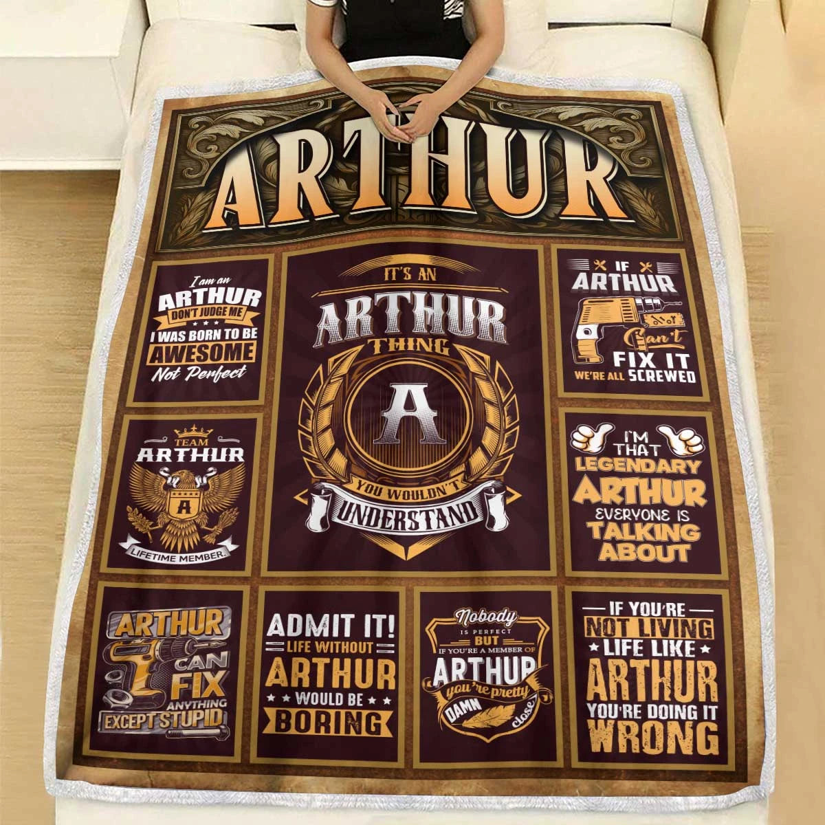 ARTHUR Personalized Blanket | Custom Name Cozy Throw Gift 13K1-BK4