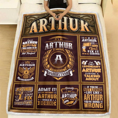 ARTHUR Personalized Blanket | Custom Name Cozy Throw Gift 13K1-BK4