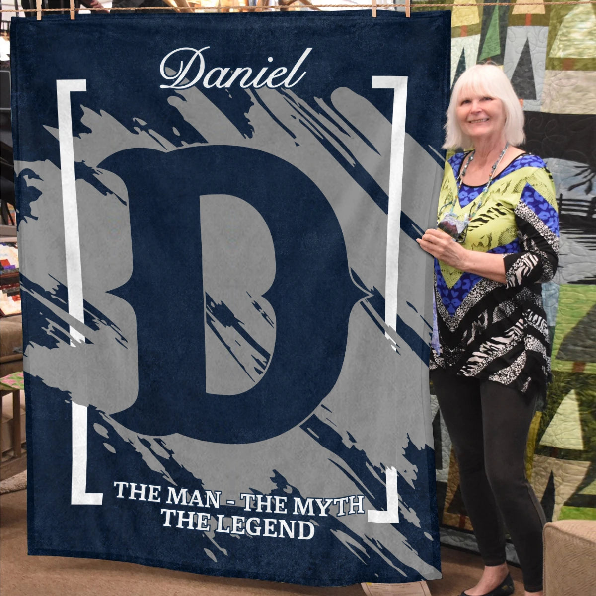 The Man The Myth The Legend Navy Baseball Fleece Blanket DANIEL 13K1 BK17