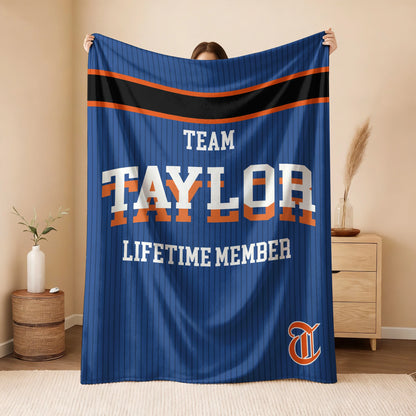 Team Your Name Lifetime Member Basketball Fleece Blanket TAYLOR 13K1 BK47