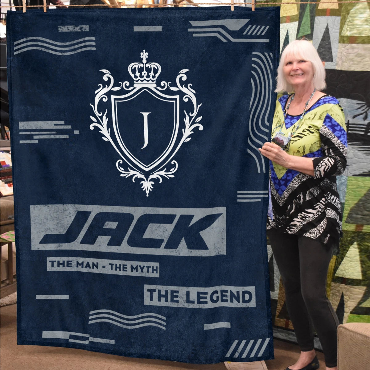 The Man The Myth The Legend Blue & Gray Fleece Blanket  JACK 13K1 BK08