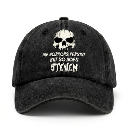 The Horrors Persist But So Does Your Name Cool Skull Washed Cap STEVEN 13K1 C134PF