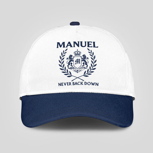 Never Back Down Blue And White Cap MANUEL 13K1 C59PF