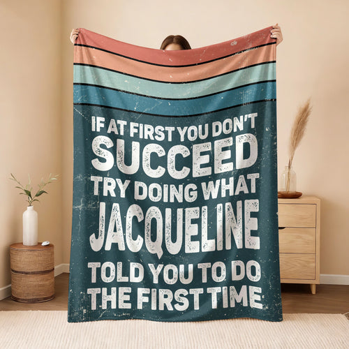 If At First You Don’t Succeed Retro Green Fleece Blanket JACQUELINE 13K1 BK29