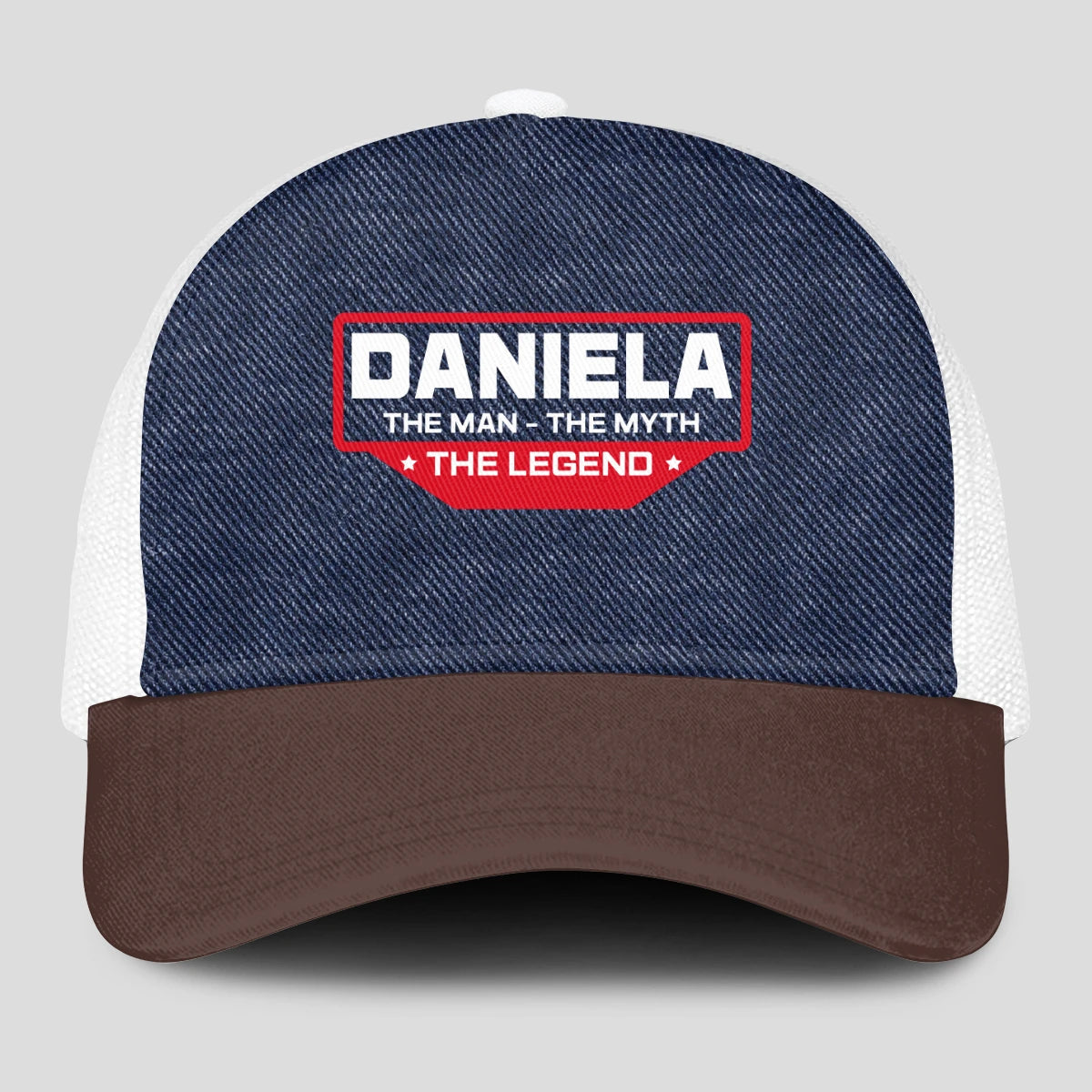 The Man The Myth The Legend Navy Brown And White Mesh Cap DANIELA 13K1 C200PF