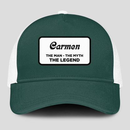 The Man The Myth The Legend Green And White Mesh Cap CARMEN 13K1 C198PF