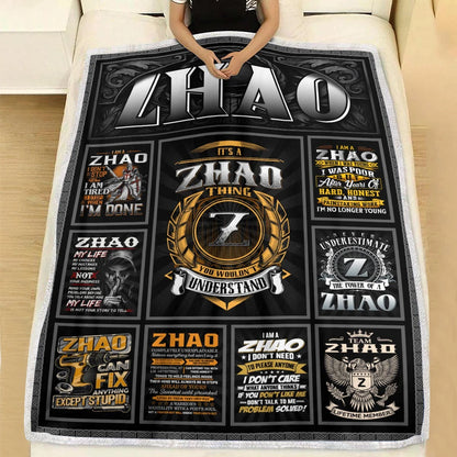 ZHAO Personalized Blanket | Custom Name Cozy Throw Gift 13K5-BK2