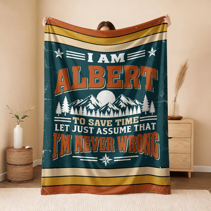 I'm Name Never Wrong Funny Retro Fleece Blanket ALBERT 13K1 BK66