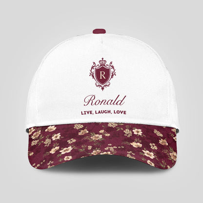 Live Laugh Love Floral Burgundy Cap RONALD 13K1 C112PF