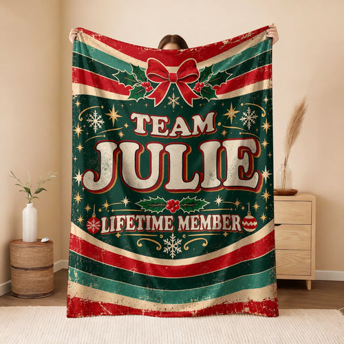 Team Your Name Lifetime Member Christmas Fleece Blanket JULIE 13K1 BK52