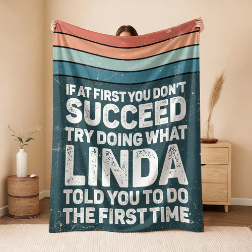 If At First You Don’t Succeed Retro Green Fleece Blanket LINDA 13K1 BK29