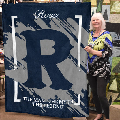 The Man The Myth The Legend Navy Baseball Fleece Blanket ROSS 13K1 BK17