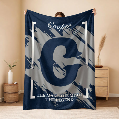 The Man The Myth The Legend Navy Baseball Fleece Blanket COOPER 13K1 BK17