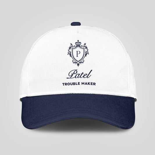 Trouble Maker Funny Blue And White Cap PATEL 13K1 C152PF