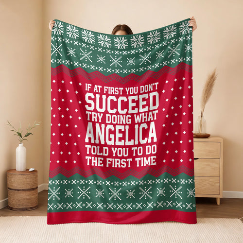 If At First You Don’t Succeed Red Green Christmas Fleece Blanket ANGELICA 13K1 BK28