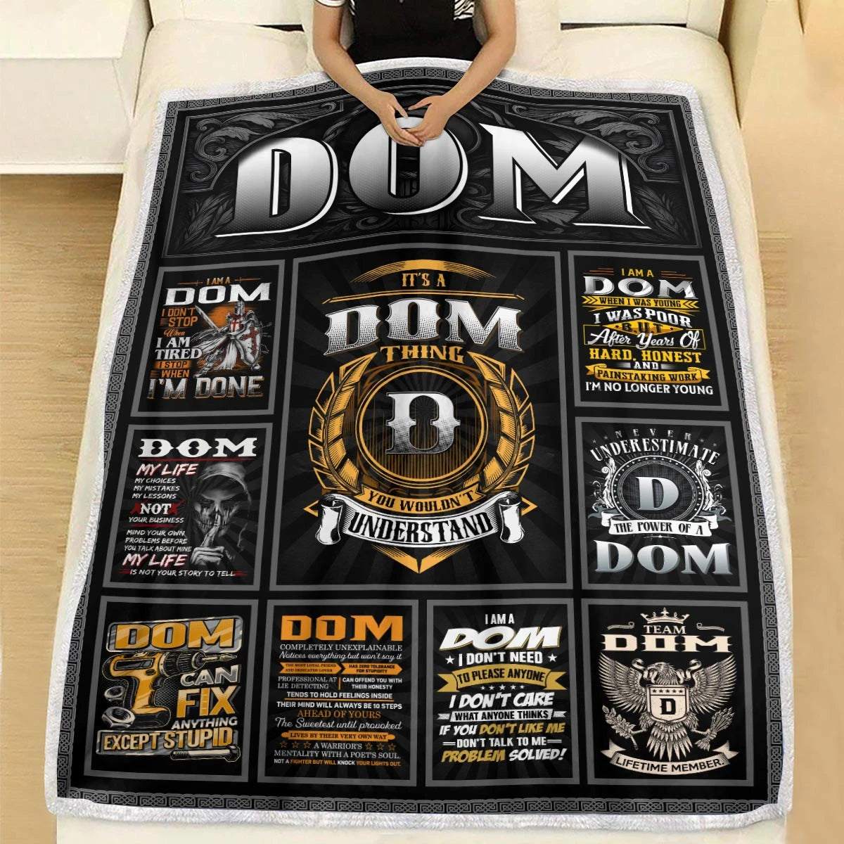 DOM Personalized Blanket | Custom Name Cozy Throw Gift 13K4-BK2