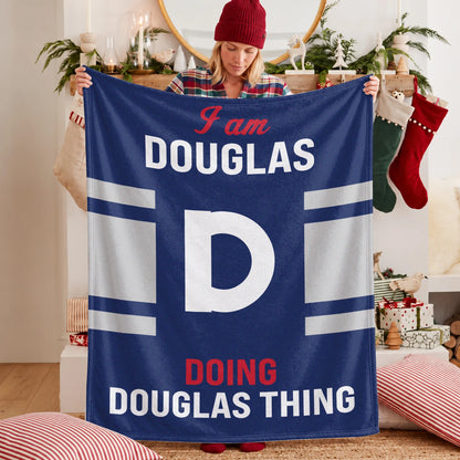 I'm Name Doing Name Things Navy Fleece Blanket DOUGLAS 13K1 BK51