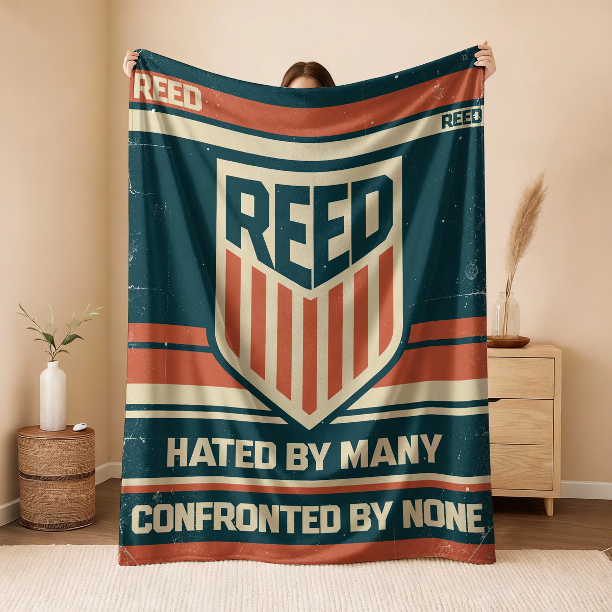 Hated By Many Confronted By None Retro Fleece Blanket REED 13K1 BK58