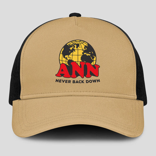 Never Back Down World Logo Khaki Mesh Cap ANN 13K1 C212PF