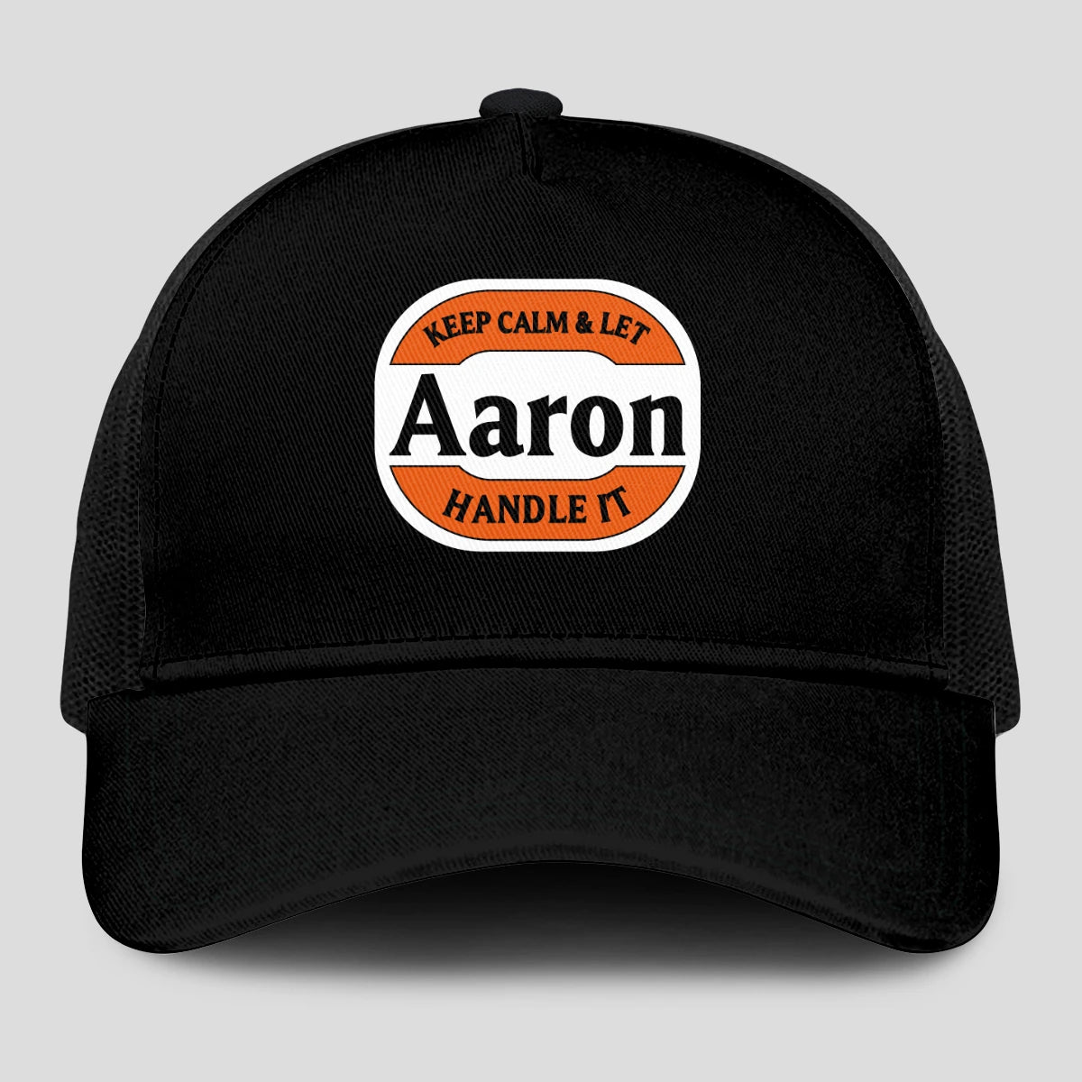Keep Calm & Let Your Name Handle It Black Mesh Cap AARON 13K1 C199PF