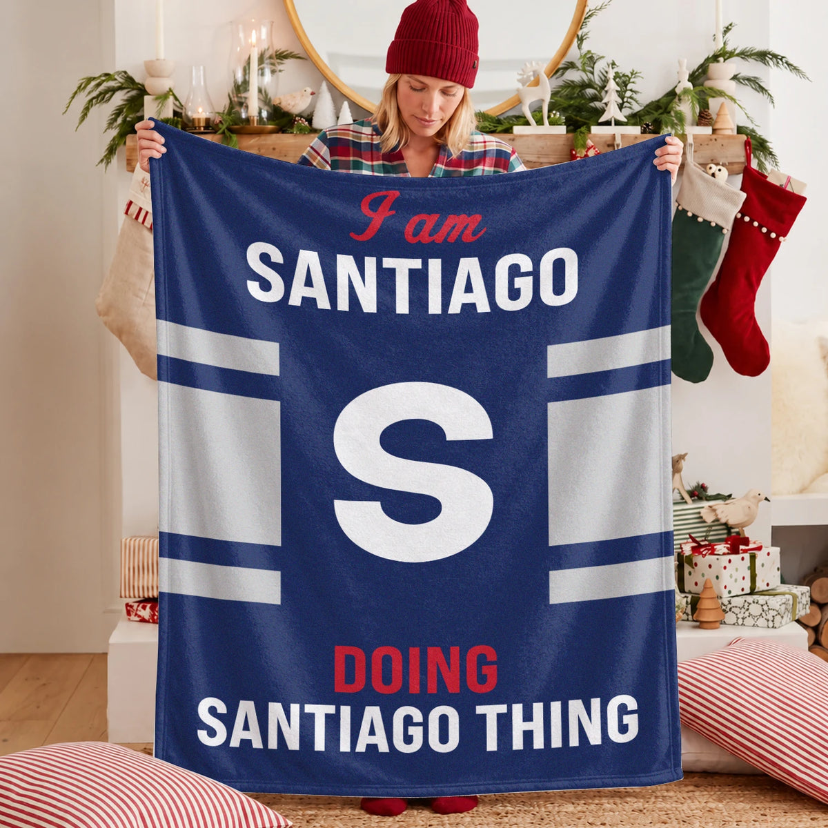 I'm Name Doing Name Things Navy Fleece Blanket SANTIAGO 13K1 BK51