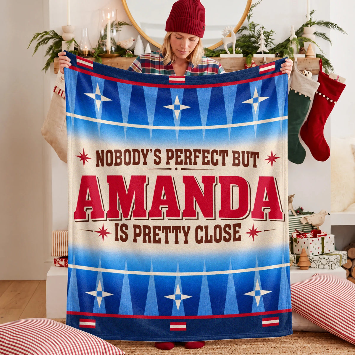 Nobody's Perfect But Your Name Is Close Native American Fleece Blanket AMANDA 13K1 BK57