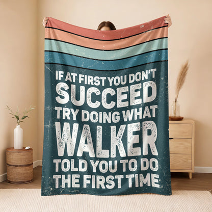 If At First You Don’t Succeed Retro Green Fleece Blanket WALKER 13K1 BK29