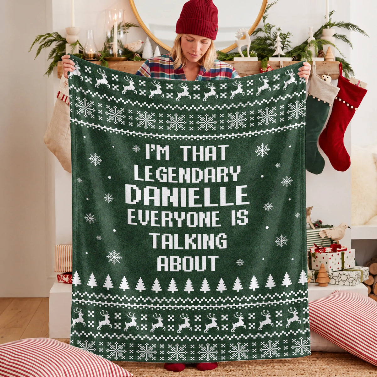 Legendary Your Name Funny Green Christmas Fleece Blanket DANIELLE 13K1 BK43