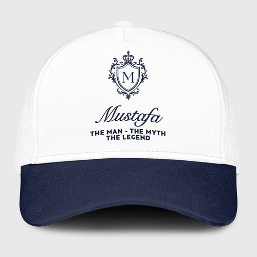 The Man The Myth The Legend Blue And White Baseball Mesh Cap MUSTAFA 13K1 C186PF