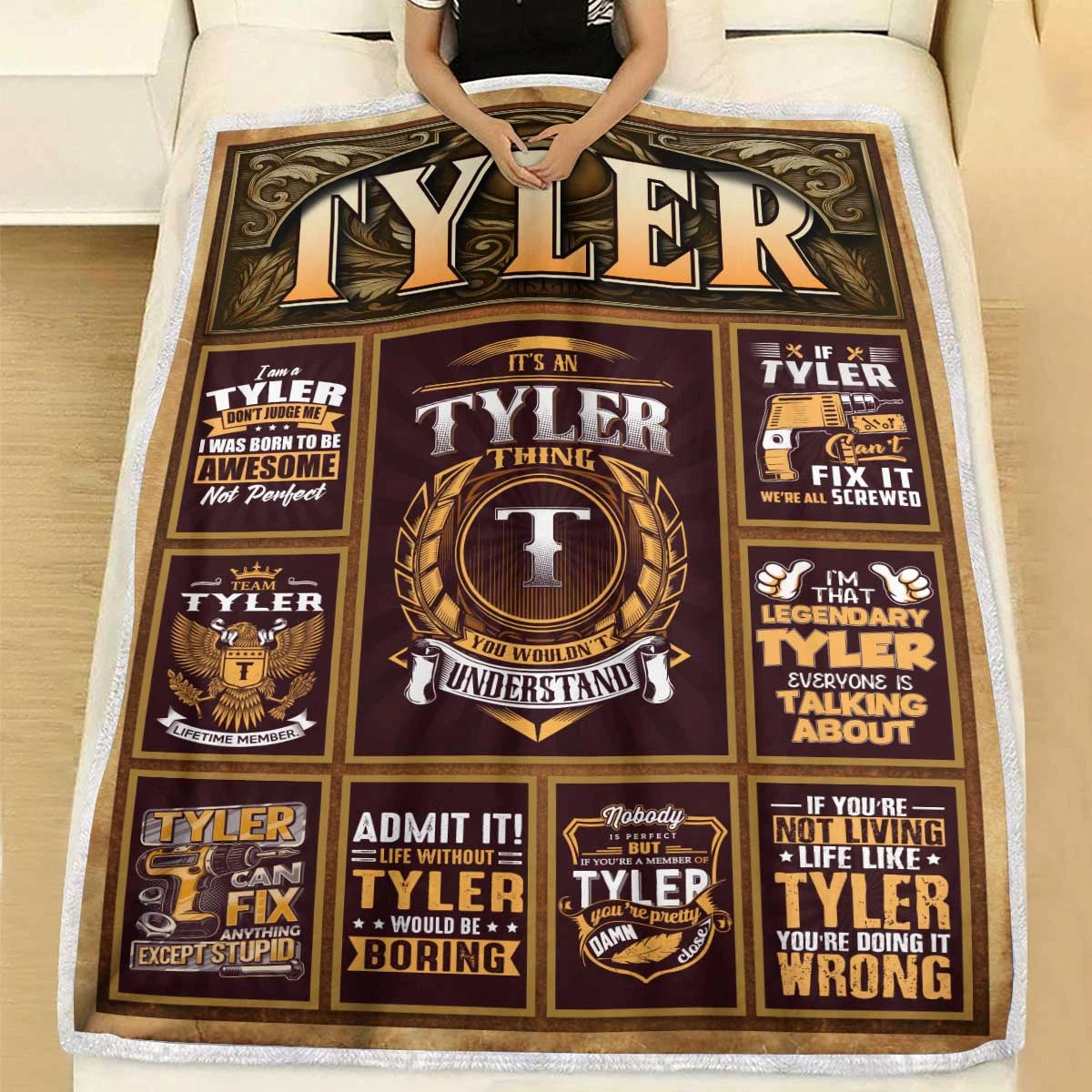 TYLER Personalized Blanket | Custom Name Cozy Throw Gift 13K1-BK4