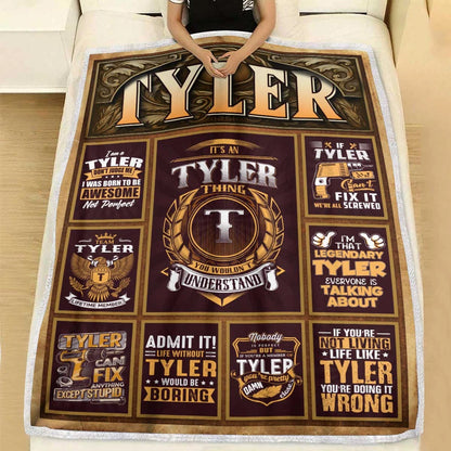 TYLER Personalized Blanket | Custom Name Cozy Throw Gift 13K1-BK4