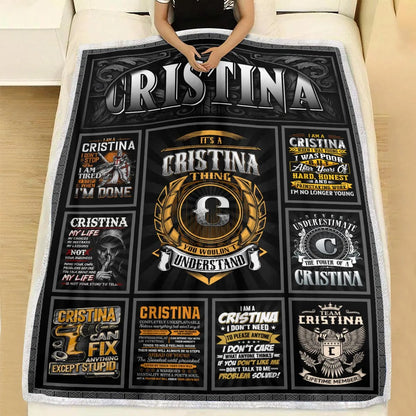 CRISTINA Personalized Blanket | Custom Name Cozy Throw Gift 13K1-BK2