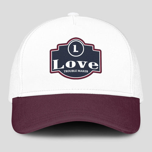 Trouble Maker Burgundy And White Funny Mesh Cap LOVE 13K1 C201PF