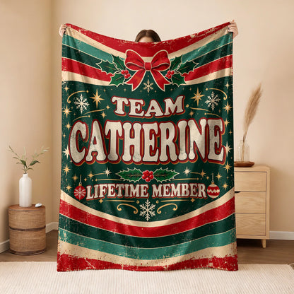 Team Your Name Lifetime Member Christmas Fleece Blanket CATHERINE 13K1 BK52