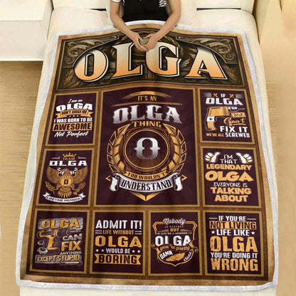 OLGA Personalized Blanket | Custom Name Cozy Throw Gift 13K1-BK4