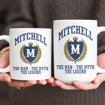 The Man The Myth The Legend Blue And Yellow Logo Mug MITCHELL 13K1 MG24