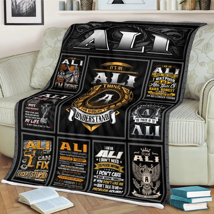 ALI Personalized Blanket | Custom Name Cozy Throw Gift 13K1-BK2
