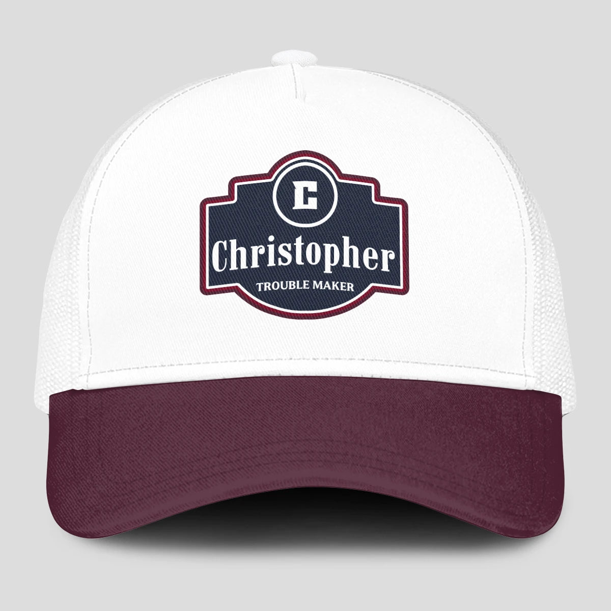 Trouble Maker Burgundy And White Funny Mesh Cap CHRISTOPHER 13K1 C201PF